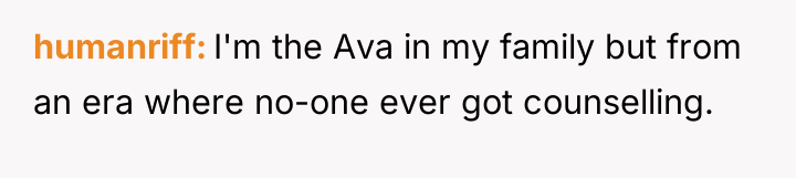 humanriff I'm the Ava in my family but from an...