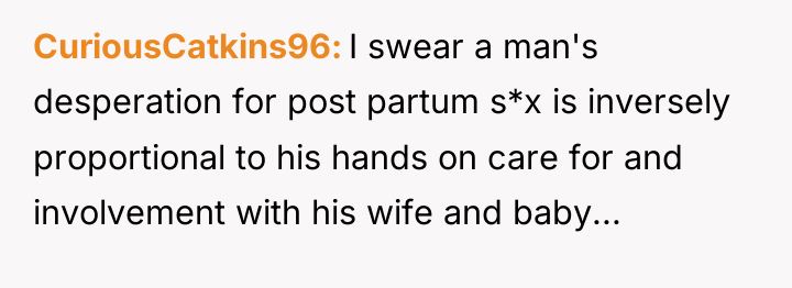 CuriousCatkins96 I swear a man's desperation for post partum s*x...