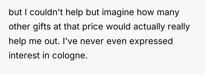 but I couldn't help but imagine how many other gifts...