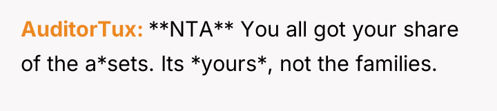 AuditorTux **NTA** You all got your share of the a*sets....