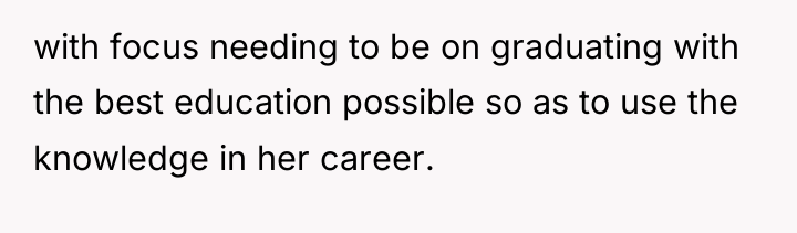 with focus needing to be on graduating with the best...