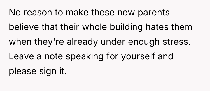 No reason to make these new parents believe that their...
