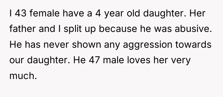 I 43 female have a 4 year old daughter. Her...