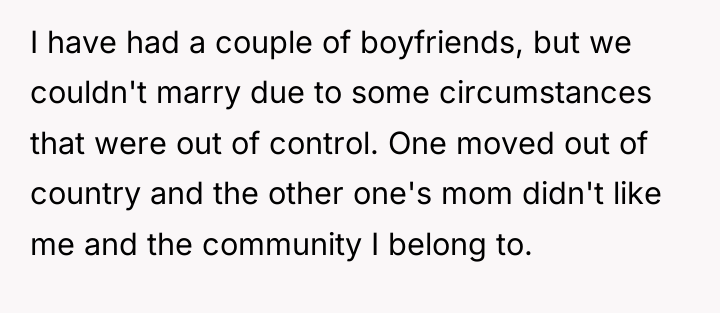 I have had a couple of boyfriends, but we couldn't...