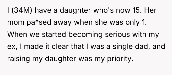 I (34M) have a daughter who's now 15. Her mom...