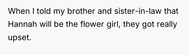 When I told my brother and sister-in-law that Hannah will...