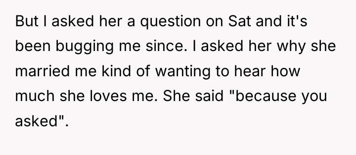 But I asked her a question on Sat and it's...