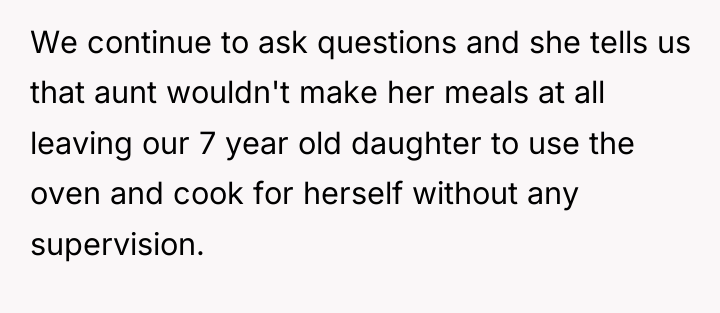 We continue to ask questions and she tells us that...