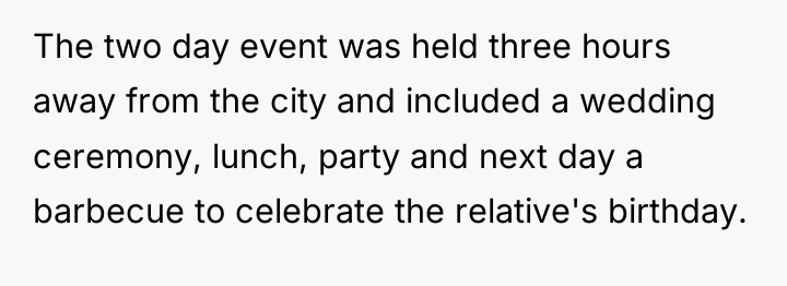 The two day event was held three hours away from...