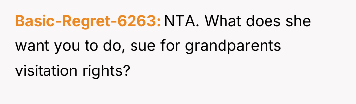 Basic-Regret-6263 NTA. What does she want you to do, sue...