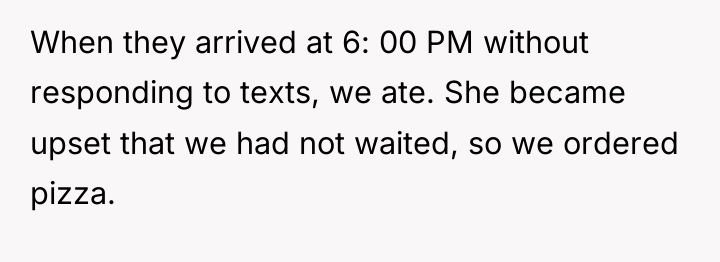 When they arrived at 6: 00 PM without responding to...