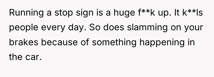 Running a stop sign is a huge f**k up. It...