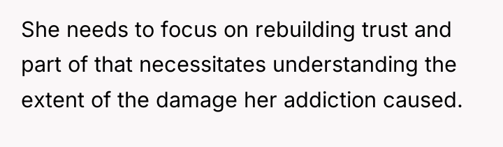 She needs to focus on rebuilding trust and part of...