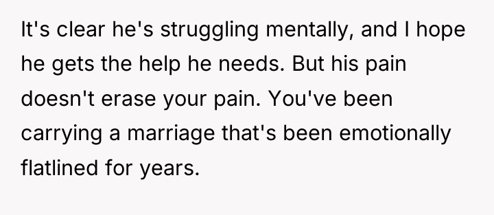 It's clear he's struggling mentally, and I hope he gets...