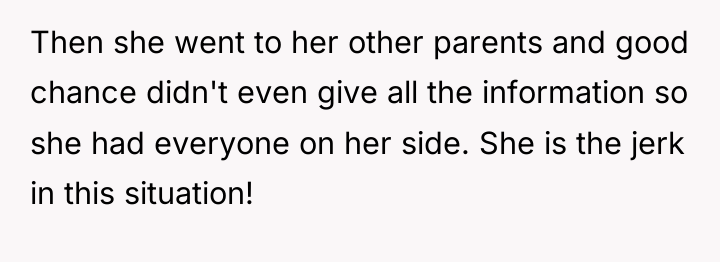 Then she went to her other parents and good chance...