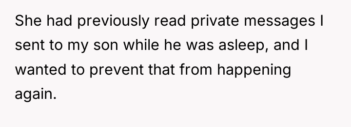 She had previously read private messages I sent to my...