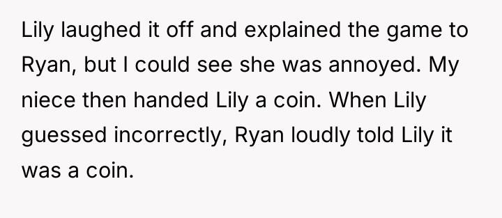 Lily laughed it off and explained the game to Ryan,...