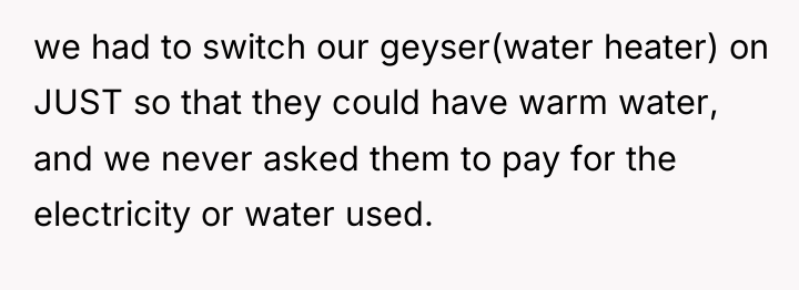 we had to switch our geyser(water heater) on JUST so...