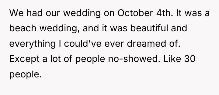 We had our wedding on October 4th. It was a...