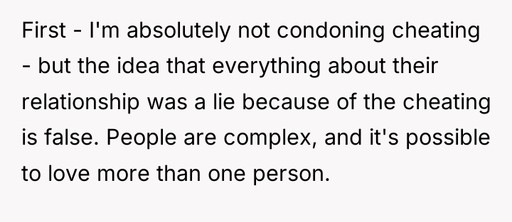 First - I'm absolutely not condoning cheating - but the...