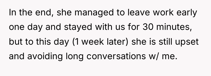 In the end, she managed to leave work early one...