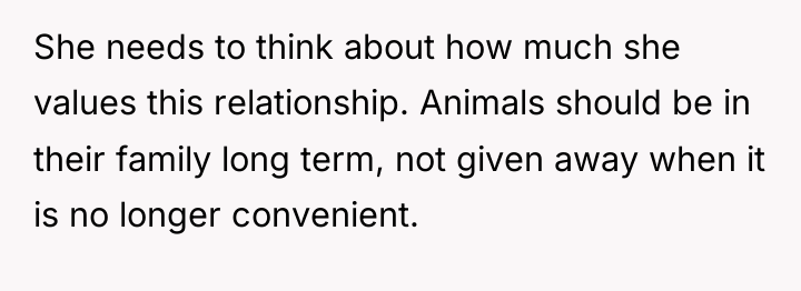 She needs to think about how much she values this...