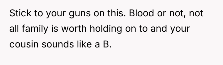 Stick to your guns on this. Blood or not, not...
