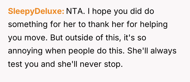 SleepyDeluxe NTA. I hope you did do something for her...