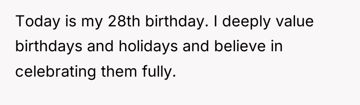 Today is my 28th birthday. I deeply value birthdays and...