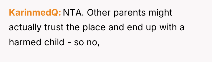 KarinmedQ NTA. Other parents might actually trust the place and...