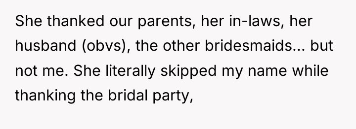 She thanked our parents, her in-laws, her husband (obvs), the...