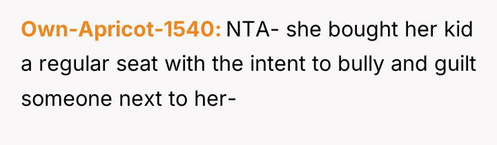 Own-Apricot-1540 NTA- she bought her kid a regular seat with...