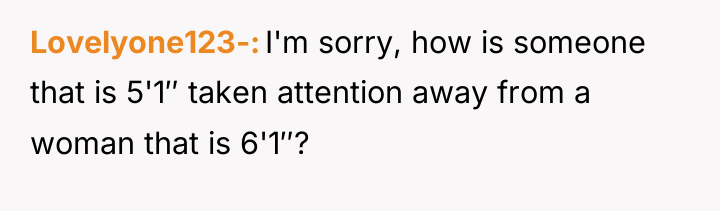 Lovelyone123- I'm sorry, how is someone that is 5'1″ taken...
