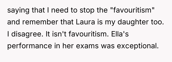 saying that I need to stop the "favouritism" and remember...