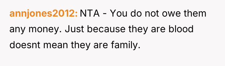 annjones2012 NTA - You do not owe them any money....