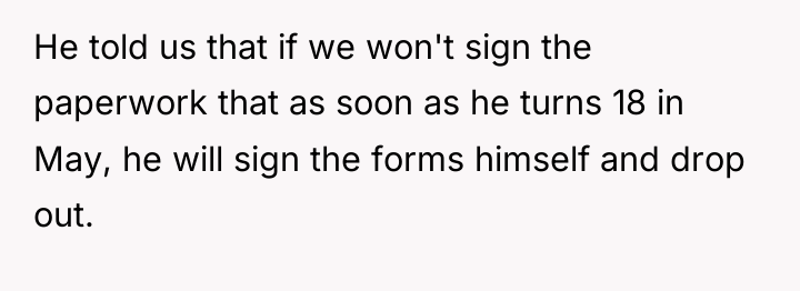 He told us that if we won't sign the paperwork...