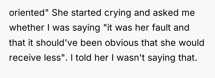 oriented" She started crying and asked me whether I was...