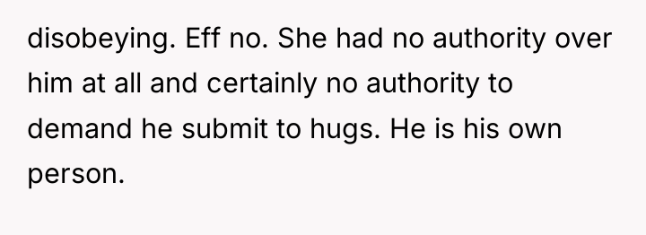 disobeying. Eff no. She had no authority over him at...