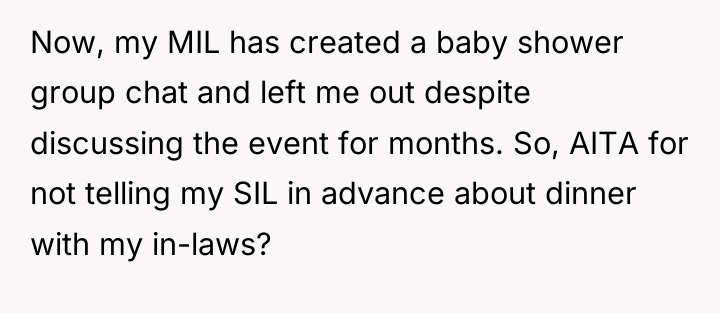 Now, my MIL has created a baby shower group chat...