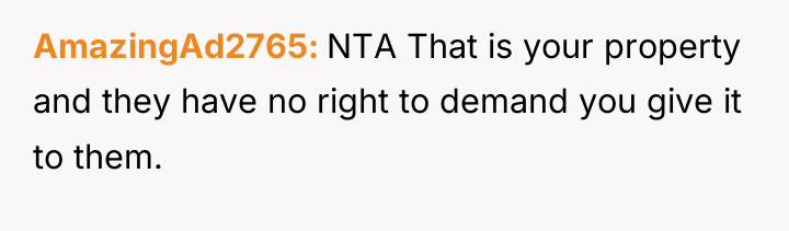 AmazingAd2765 NTA That is your property and they have no...