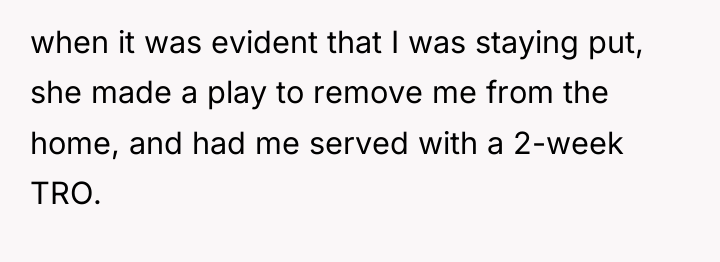 when it was evident that I was staying put, she...