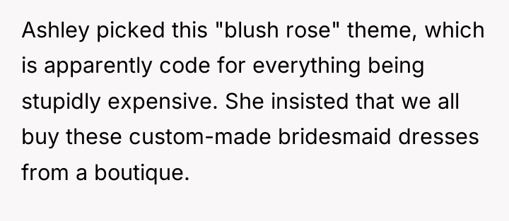 Ashley picked this "blush rose" theme, which is apparently code...