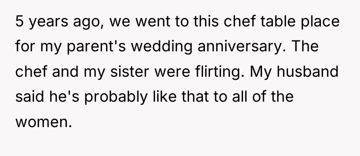 5 years ago, we went to this chef table place...