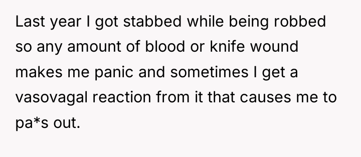 Last year I got stabbed while being robbed so any...
