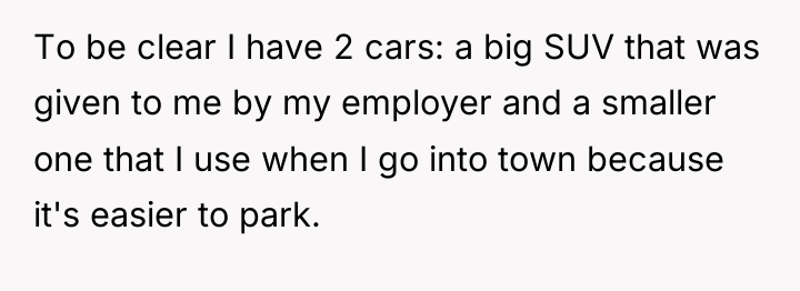 To be clear I have 2 cars: a big SUV...