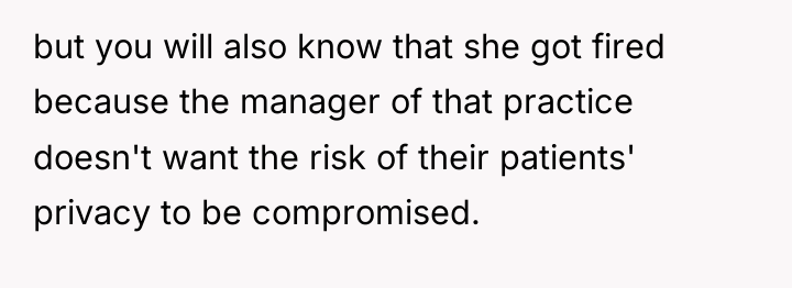but you will also know that she got fired because...