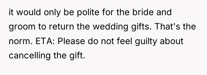 it would only be polite for the bride and groom...