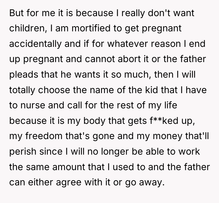 But for me it is because I really don't want...