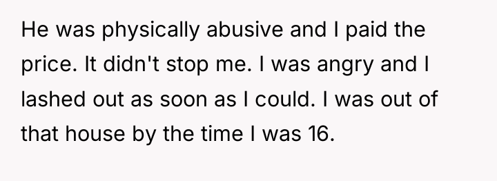 He was physically abusive and I paid the price. It...