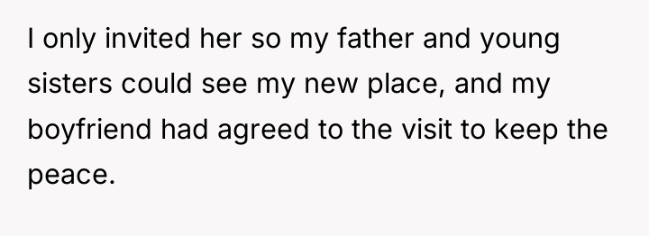 I only invited her so my father and young sisters...